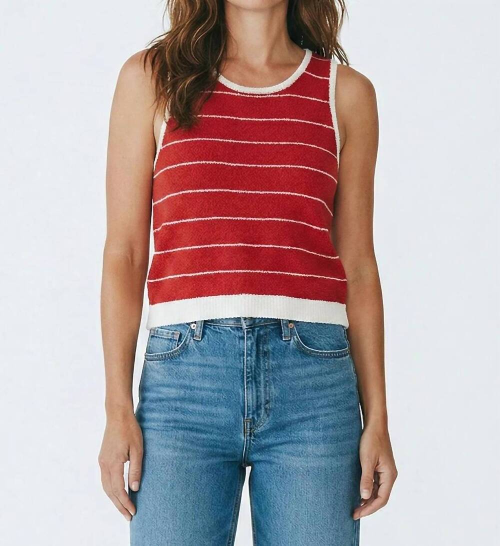 NEW KLD. SIGNATURE coastal stripe tank in red